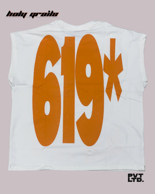 'White Raw Power' 260 GSM Looper Lycra Graphic Printed Sleeveless Vest HG x Pvt Ltd - Back