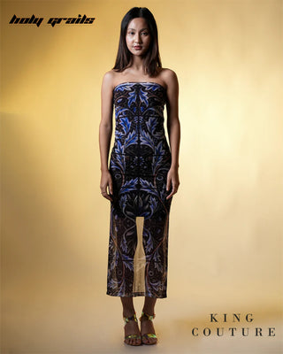 Women in Streetwear Style 'Blue Tulip' Full Piece Dress HG x King Couture - Front Full 1