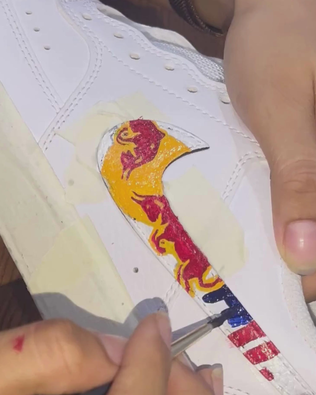 Hand Painted Custom Air Force 1 x Speed with Red Bull Custom Sneakers Video