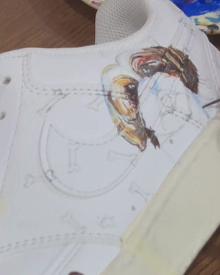 Hand Painted Custom Air Force 1 x Shitzu Lovers Sneakers - Video