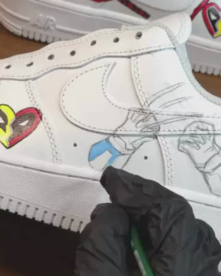Hand Painted Custom Air Force 1 x Deadpool Vs Wolverine Sneakers - Video