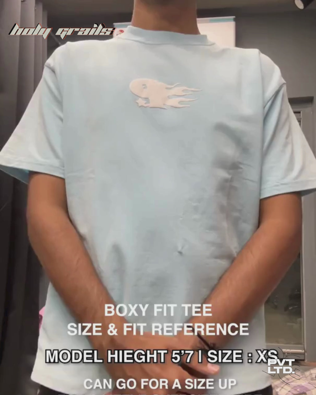 Men in Street Style 'Sub Zero' Blue 260 GSM Premium Cotton Oversize Graphic T-Shirt HG x Pvt Ltd - Video