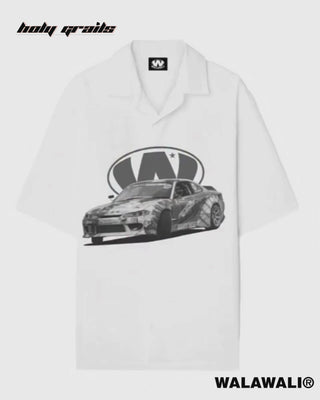 Street Style 'Crash & Burn' White Unisex Cotton Graphic Printed Oversize Fit Short Sleeve Shirt HG x Walawali - Digital Video