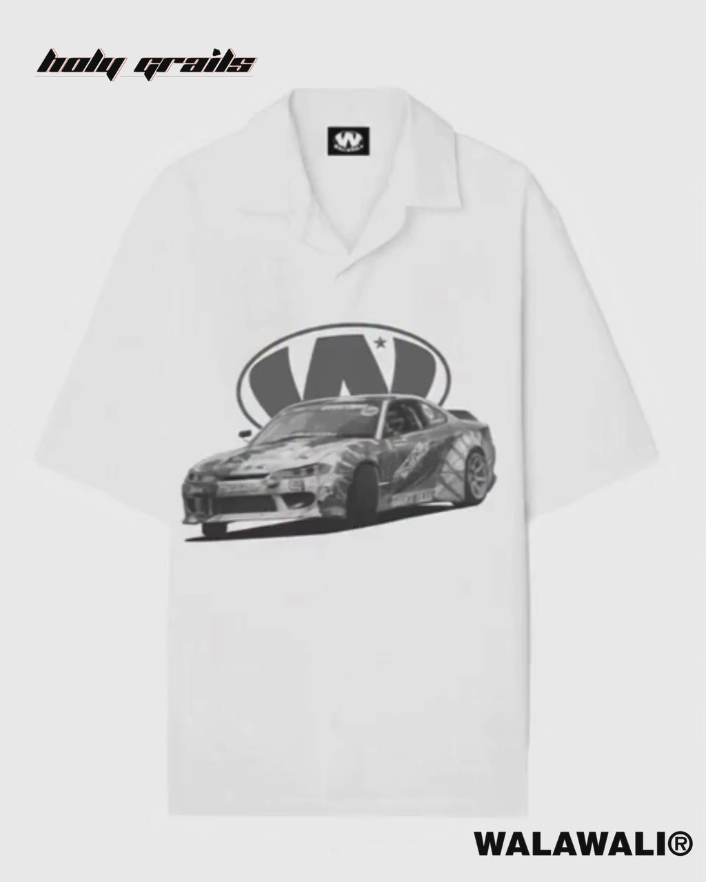 Street Style 'Crash & Burn' White Unisex Cotton Graphic Printed Oversize Fit Short Sleeve Shirt HG x Walawali - Digital Video